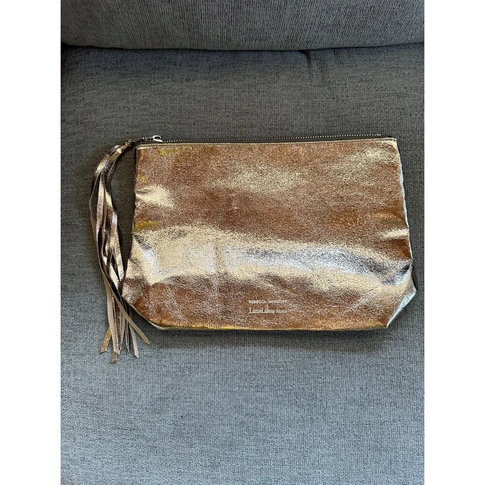 Rebecca Minkoff X LimeLife Collection Metallic Gold Medium Tassel Clutch Purse